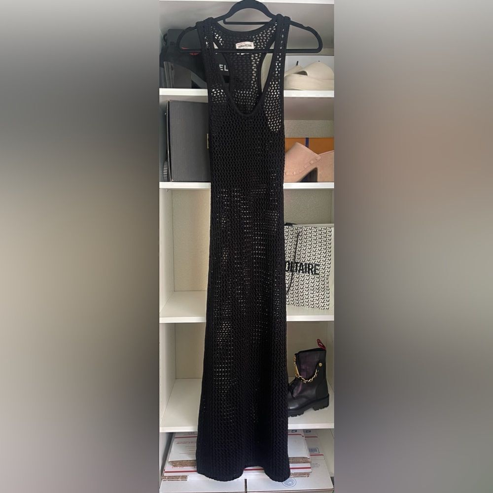 Zadig & Voltaire Nabys open knit black Crochet Dress NWT- small - Picture 5 of 13